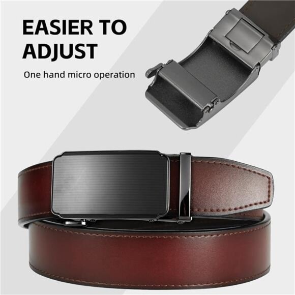 West Leathers Men's Ratchet Belt 100% Italian Cow Leather Belts - Adjustable - Picture 6 of 8